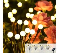 Cnkeeo 4 Piezas Luces Solares de Luciérnaga con 8 Bolas IP65 Impermeables Romántico, Led Exterior para Jardín, Patio, Decoración Nocturna, Blanco Cálido