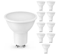 Cnkeeo GU10 LED Bombilla Potentisima, Bombilla 5W Caliente Blanco 6000K, Ángulo de haz de 120°, Bombillas Led de Pack de 10 - Blanco Frío