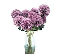 cnKnight 8 bolas de seda de flores artificiales de seda Dahlia Chrysanthemum Daisy con diente de león, color naranja para boda, ramo de novia, dama de honor, decoración del hogar, oficina, baby