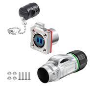 CNLINKO BD-24 Conector de fibra óptica, LC monomodo de doble núcleo, Toma para montaje en panel, Clavija metálica de aviación, Conector estanco IP68 para electrónica de Internet (Set de fibra óptica)