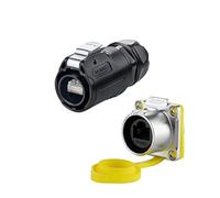 CNLINKO Conector circular industrial Ethernet RJ45, enchufe macho y hembra para montaje en panel, enchufe de enchufe, resistente al agua IP67, datos rápidos, resistente al agua