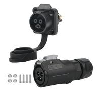 CNLINKO Conector impermeable LP-12 de 3 pines, Conector circular de diseño de tornillo, Conector de aviación de inserción rápida IP68, Enchufe de brida M12 (LP12 3 pines)