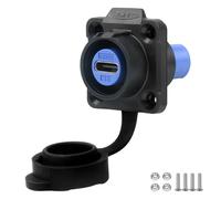 CNLINKO Conector impermeable LP-16 Type-C Port, enchufe de montaje en panel de 4 orificios con cubierta de sellado, protección IP67 (modelo de plástico)