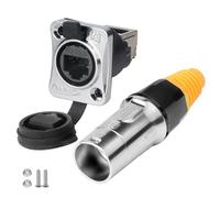 CNLINKO Conector Impermeable YT-RJ45, Enchufe Aéreo con Doble Puerto de 180° a 90° para Montaje en Panel, Toma Femenina 8P8C Ethernet para Redes Domésticas, Aplicaciones Industriales