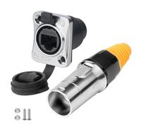 CNLINKO Conector Impermeable YT-RJ45, Enchufe Aéreo con Doble Puerto Recto para Montaje en Panel, Toma Femenina CAT5 8P8C Ethernet para Redes Domésticas, Aplicaciones Industriales