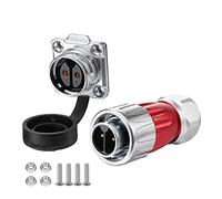 CNLINKO DH-20 Conector impermeable IP67 para cable Conector circular industrial Conector antiinterferencias metálico Pines con dispositivos de protección M20 2-12 Pines Zócalo de brida (2 Pines)