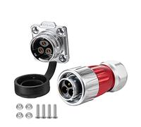 CNLINKO DH-20 Conector impermeable IP67 para cable Conector circular industrial Conector antiinterferencias metálico Pines con dispositivos de protección M20 2-12 Pines Zócalo de brida (3 Pines)