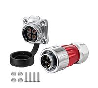 CNLINKO DH-20 Conector impermeable IP67 para cable Conector circular industrial Conector antiinterferencias metálico Pines con dispositivos de protección M20 2-12 Pines Zócalo de brida (4 Pines)