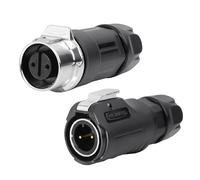 CNLINKO LP-12 Conector Circular de 2 Pines IP68 Impermeable - Para Equipos Exteriores, Energía Solar y Maquinaria Industrial - DC 12V Juego de Enchufes Macho/Hembra con Refuerzo Metálico M12 (2-Pin)
