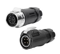 CNLINKO LP-12 Conector Circular de 4 Pines IP68 Impermeable - Para Equipos Exteriores, Energía Solar y Maquinaria Industrial - DC 12V Juego de Enchufes Macho/Hembra con Refuerzo Metálico M12 (4-Pin)