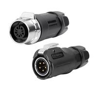 CNLINKO LP-12 Conector Circular de 5 Pines IP68 Impermeable - Para Equipos Exteriores, Energía Solar y Maquinaria Industrial - DC 12V Juego de Enchufes Macho/Hembra con Refuerzo Metálico M12 (5-Pin)