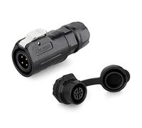 CNLINKO LP-12 Conector impermeable IP68 para cable Conector circular industrial Conector de carcasa PBT Conector de aviación estanco de liberación rápida M12 2-8 Pines Zócalo roscado (4 Pines)