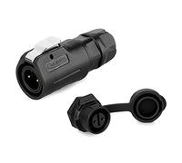 CNLINKO LP-12 Conector impermeable IP68 para cable Conector circular industrial Conector de carcasa PBT Conector de aviación estanco de liberación rápida M12 2-8 Pines Zócalo roscado (2 Pines)