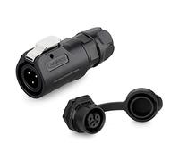 CNLINKO LP-12 Conector impermeable IP68 para cable Conector circular industrial Conector de carcasa PBT Conector de aviación estanco de liberación rápida M12 2-8 Pines Zócalo roscado (3 Pines)