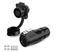 CNLINKO LP-12 Conector impermeable IP68 para cable Conector circular industrial Conector de carcasa PBT Conector de aviación estanco de liberación rápida M12 2-8 Pines Zócalo de brida (7 Pines)