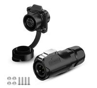 CNLINKO LP-12 Conector impermeable IP68 para cable Conector circular industrial Conector de carcasa PBT Conector de aviación estanco de liberación rápida M12 2-8 Pines Zócalo de brida (4 Pines)