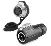 CNLINKO LP-16 Conector circular de 2 pines juego de un solo orificio - Enchufe y toma IP68 impermeable, Conector de aviación con carcasa de plástico PBT, Conexión rapido M16 (2 Pines)