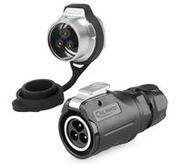 CNLINKO LP-16 Conector circular de 3 pines juego de un solo orificio - Enchufe y toma IP68 impermeable, Conector de aviación con carcasa de plástico PBT, Conexión rapido M16 (3 Pines)