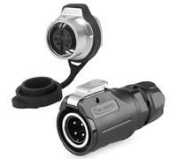 CNLINKO LP-16 Conector circular de 4 pines juego de un solo orificio - Enchufe y toma IP68 impermeable, Conector de aviación con carcasa de plástico PBT, Conexión rapido M16 (4 Pines)