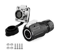 CNLINKO LP-16 Conector impermeable IP68 para cable Conector circular industrial Conector antiinterferencias Conector de aviación estanco de liberación rápida M16 2-9 Pines Zócalo de brida (7 Pines)