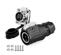 CNLINKO LP-16 Conector impermeable IP68 para cable Conector circular industrial Conector antiinterferencias Conector de aviación estanco de liberación rápida M16 2-9 Pines Zócalo de brida (2 Pines)