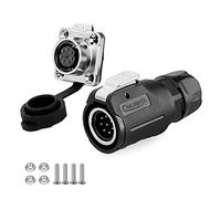 CNLINKO LP-16 Conector impermeable IP68 para cable Conector circular industrial Conector antiinterferencias Conector de aviación estanco de liberación rápida M16 2-9 Pines Zócalo de brida (8 Pines)