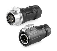 CNLINKO LP-16 Conector Industrial Estanco de 4 Pines, IP68 Conector Circular, Carcasa de Plástico PBT, Enchufe Rápido Conector de Aviación M16 Macho y Hembra (4 Pines)