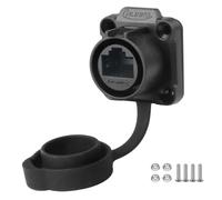 CNLINKO LP-20 RJ45 Socket de Montaje en Panel, Conector Ethernet CAT6 RJ45 Socket de Agujero Único IP68 Conector Impermeable M20 (Socket de 4 Agujeros RJ45 Negro)