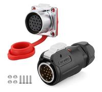 CNLINKO LP-24 19 Pin Conector Impermeable, Enchufe rápido Conectores rápidos de aviación con Carcasa de plástico PBT,Toma con Brida M24 (19 Pin)