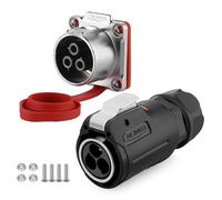 CNLINKO LP-24 3 Pin Conector Impermeable, Enchufe rápido conectores rápidos de aviación con carcasa de plástico PBT，Toma con brida M24 (3 PIN)