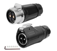 CNLINKO LP-28 Conector Impermeable de 2 Pines con Diseño de Enroscado, IP68 Enchufe Circular de Aviación, Par de Enchufes Macho y Hembra M28 (LP28 2-Pin con Roscado)