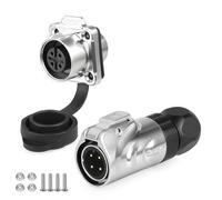 CNLINKO LP12 Conector Cilíndrico Impermeable, 4 Pines M12 IP68 Cubeta Metálica Conexión Rápida Placa de Brida Para Aplicaciones Industriales y Exteriores