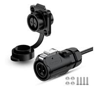 CNLINKO LP16 2-Pin Conector Estanco con Cable de 1 Metro, Conector Eléctrico Circular IP68 Para Aplicaciones Exteriores Automotrices y Maquinaria - Conexión Rápida Enchufe Macho M16 (2 Pines)