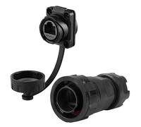 CNLINKO YM-20 conjunto de conectores RJ45 a prueba de agua, Conector ethernet CAT6 8P8C de doble puerto, Tomas de montaje en panel, Conector a prueba de agua IP68 (Set RJ45 de 4 Orificios Negro)