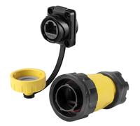 CNLINKO YM-20 conjunto de conectores RJ45 a prueba de agua, Conector ethernet CAT6 8P8C de doble puerto, Tomas de montaje en panel, Conector a prueba de agua IP68 (Set RJ45 de 4 Orificios Amarillo)