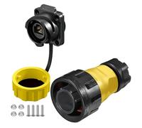 CNLINKO YM-24 Conectores RJ45, Conector de Puerto Dual 8P8C, Conector Circular para Conexiones de Red, Receptáculos de Montaje en Panel, Conector Impermeable IP68, Conectores de Señal M24 (Set RJ45)