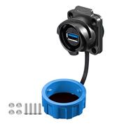 CNLINKO YM-24 Conectores USB 3.0, Zócalo Hembra Tipo A, Receptáculos de Montaje en Panel, Conector Impermeable IP68, Conectores de Señal M24 (Zócalo Hembra USB con Brida)