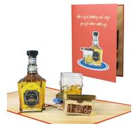 CNLITIHEKA Tarjeta de whisky desplegable 3D, tarjeta de cumpleaños desplegable para el día del padre, tarjeta emergente de cerveza, tarjeta de felicitación para papá, hermano, amigo.