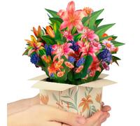 CNLITIHEKA Tarjeta desplegable de ramo de flores de lirio con texto en inglés "Get Well Soon", tarjeta de cumpleaños desplegable en 3D, tarjeta de felicitación para Navidad, regalos de felicitación,