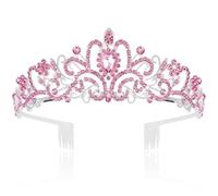 CNLPZGGNL Tiara exquisita de cristal plateado - Corona de princesa para mujeres/niñas, accesorio para el pelo de boda, cumpleaños, baile de graduación