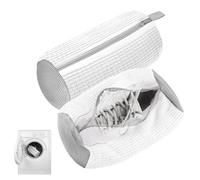 CNMTCCO 2 Bolsas para Lavar Zapatos para Lavadora, Bolsa de Lavado de Zapatos Ajustable 360°, Bolsa de Lavandería con Cremallera, para zapatillas de deporte, zapatillas de tenis (2 paquetes blancos)