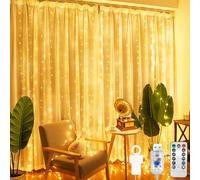 CNMTCCO 200 LED Cortina Luces,2 m x 2 mcon Control,para interiores,8 modos,luces LED decorativas,cortina de luces USB impermeable para colgar, ideal para dormitorios,jardines,fiestas,bodas y Navidad