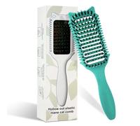 CNMTCCO Cepillo rizador para rizos, desenredar suavemente y peinar sin tirones, mango ergonómico, adecuado para mujeres, hombres y niños, cepillo de pelo de cerdas de jabalí, cepillo para el pelo