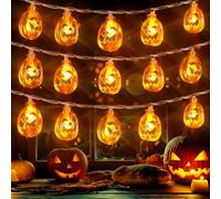 CNMTCCO Guirnalda de luces de calabaza para Halloween, Luces Decorativas a Pilas, decoración de Hallowee, 3M 20 LED para fiestas de Halloween, decoración de festivales
