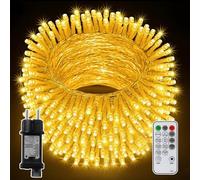 CNMTCCO Guirnaldas Luces Exterior Enchufe, 20M 200LED Luces para interiores blanco cálido con control remoto y función de temporización, 8 modos, resistente al agua IP44 para fiestas navideñas (40M)