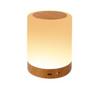 CNMTCCO Lámpara LED de mesilla de noche con atenuación táctil, 7 colores y 3 gradientes de color, carga inalámbrica USB, elementos de grano de madera, sala de estar, camping, etc.