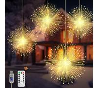 CNMTCCO Luces navideñas,paquete de 4 luces colgantes USB con efecto de fuegos artificiales,480 piezas LED 8 modos,luces impermeables con cable de cobre,adecuadas para la decoración navideña exterior