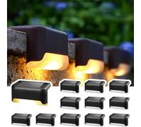 CNMTCCO Luces solares para exteriores, 12 unidades, color negro, para jardín, escaleras, vallas, luz blanca cálida, para decoración de patio, terraza, escalera y jardín (negro)