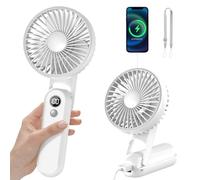 CNMTCCO Mini ventilador portátil recargable por USB ventilador de bolsillo turbo de 5 velocidades, duración máxima de batería de 18 horas, compacto y liviano (Blanco)