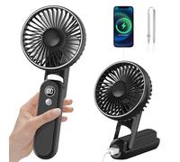 CNMTCCO Mini ventilador portátil recargable por USB ventilador de bolsillo turbo de 5 velocidades, duración máxima de batería de 18 horas, compacto y liviano (negro)